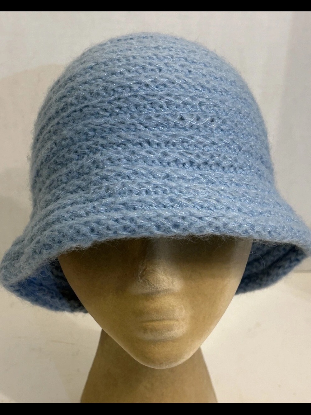 Helen Walsh Light Blue Knit Bucket Hat Cloche Made in Italy